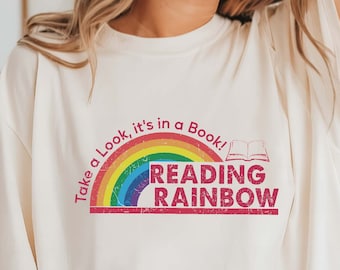 Comfort Colors Reading Rainbow Shirt, Retro Teacher Tee