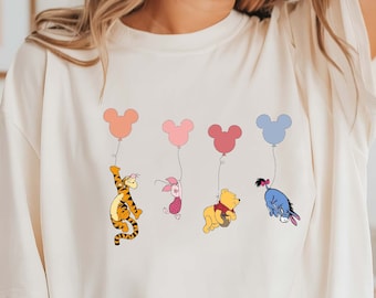 Comfort Colors Winnie The Pooh Shirt, Pooh & Friends Balloons