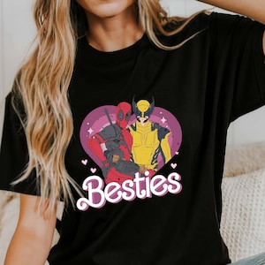 Cute Deadpool Wolverine Besties Forever Comfort Colors Shirt, Wolverine Deadpool Movie Tee, Superhero Best Friends Shirts, Men&#39;s and Women&#39;s