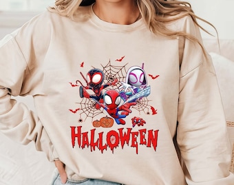 Spidey Halloween Shirt, Spidey and His Amazing Friends Halloween Sweatshirt,Gwen Stacy Mile Molares Spiderman Halloween Shirt