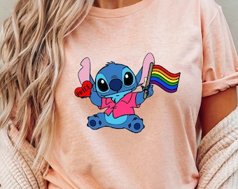 Disney Stitch Pride Flag Shirt, LGBT Ohana, Love is Love