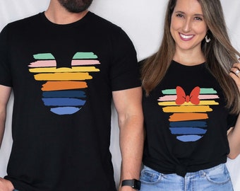 Retro Sunset Mickey and Minnie Shirt, Colorful Mickey T-Shirt, Magic Kingdom Shirt, Matching Family Travel Shirt, Disneyland, Minnie Mouse