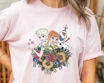 Comfort Colors Frozen Floral Tee, Vintage Disney Shirt