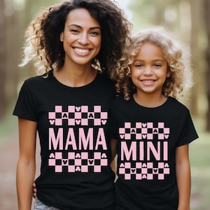 Disney  Mama Mini Checkered  Matching T-shirt, Disney Mama and Mini Couple Shirt, Disney Family  T-Shirt, Mouse , Mother&#39;s Day Shirt