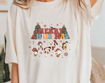 Vintage Mickey and Friends Merry Christmas Shirt, Disney Christmas Sweatshirt, Mickey's Very Merry Christmas Party,Disneyland Vacation Shirt