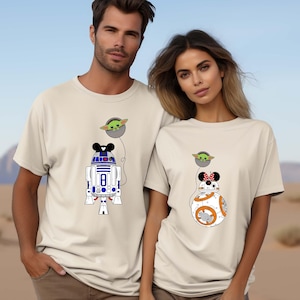 Chemise Disney Star Wars, T-shirt assorti pour couple Disney, pull Star Wars R2D2 BB8, sweat-shirt pour papa maman Disney, t-shirt lune de miel Disneyland