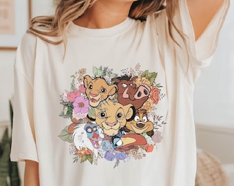 Vintage Disney Lion King Shirt, Floral Animal Kingdom T-shirt, Simba Tee, Timon Shirt, Pumbaa T-shirt,  Disney Family Trip Tee, Group Trip