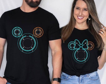 Chemise Mickey et Minnie Tron Lightcycle, chemise couple Disney Run Ride, T-shirt assorti Disneyland, t-shirt famille Disneyworld