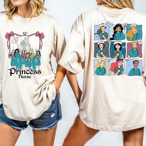 Coquette Bows Disney Princesses Nurse T-shirt, Nursing School Gift, Disney Nurse shirts, Women Disney Trip shirt, Comfort Colors Shirt
