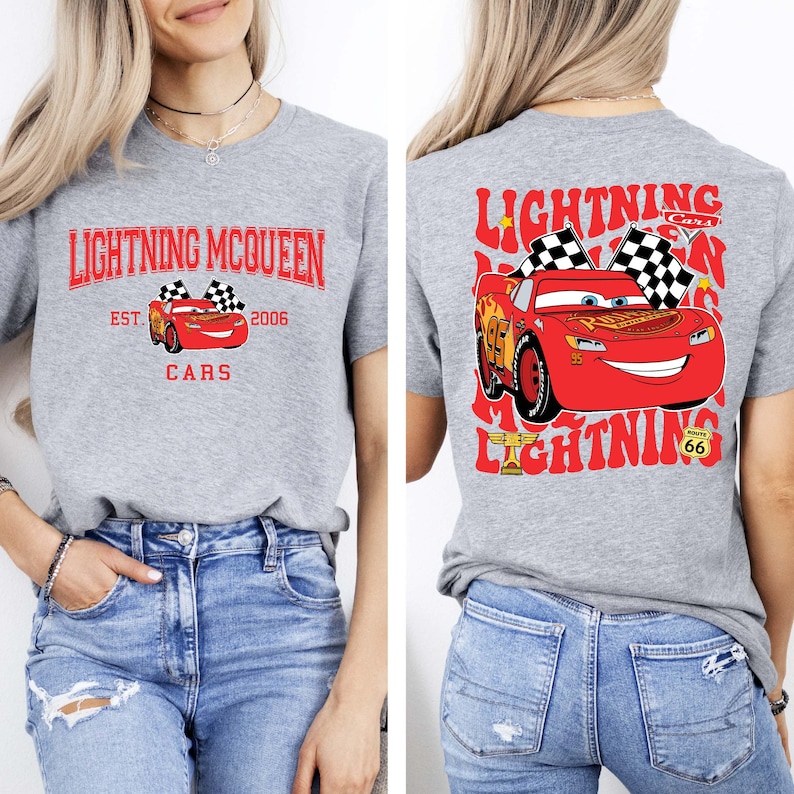 Disney Pixar Cars Shirt featuring Lightning McQueen in a vibrant design. This Comfort Colors® tee celebrates Radiator Springs and the iconic Piston Cup with a fun 'Cars Est. 2006' graphic. Perfect for Disney fans, whether you're visiting the parks or showing off your love for the Cars movie. Comfortable and stylish, this shirt is ideal for any Disney adventure, making it a great addition to your collection or a thoughtful gift for any Lightning McQueen fan