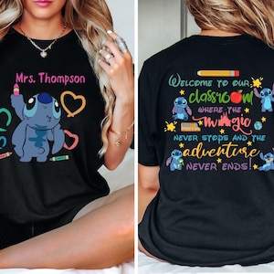 Personalized Stitch Teacher Shirt, Teacher T-shirt, Stitch Comfort Colors Shirt, Disney Tee, Custom Name, Disney Teacher, School Shirt