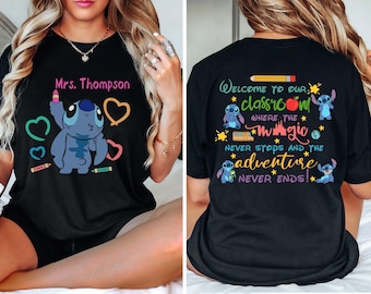 Chemise point personnalisée pour professeur, T-shirt pour professeur, Chemise couleurs point confort, T-shirt Disney, Prénom personnalisé, Professeur Disney, Chemise d'écolier