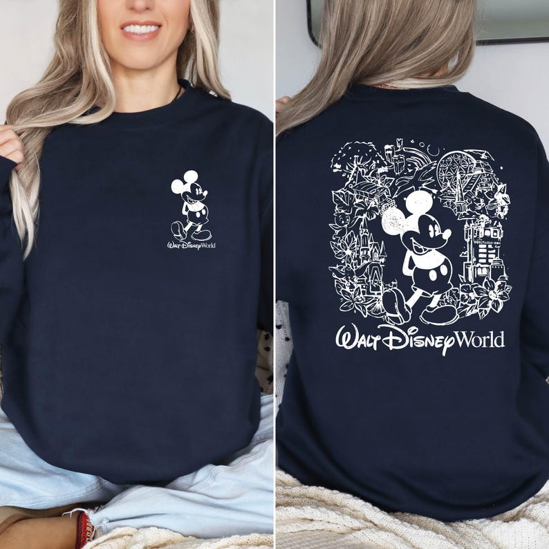 Mickey sketch sweatshirt inspired by Walt Disney World style. Cozy unisex crewneck sweatshirt perfect for Disney World vacation outfits and family matching looks. Soft and comfortable Disney trip sweatshirt ideal for park days, travel, or casual wear. Minimal sketch Mickey design makes this sweatshirt perfect for couples, families, or group Disney vacations. Cute and timeless Disney park apparel.