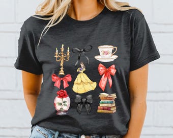 Belle Bow Shirt, Comfort Colors Beauty and Beast Tee