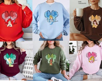 Coquette Disney Princess Sweatshirt Hoodie, Matching Disney Girls Trip Crewneck, Retro Princess Group Trip Sweater
