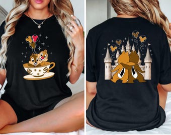 2 Sided Chip And Dale Shirt, Disney Double Trouble Comfort Colors Shirt, Chip N Dale Magic Castle T-shirt, Disney Family Shirt, Disney Trip