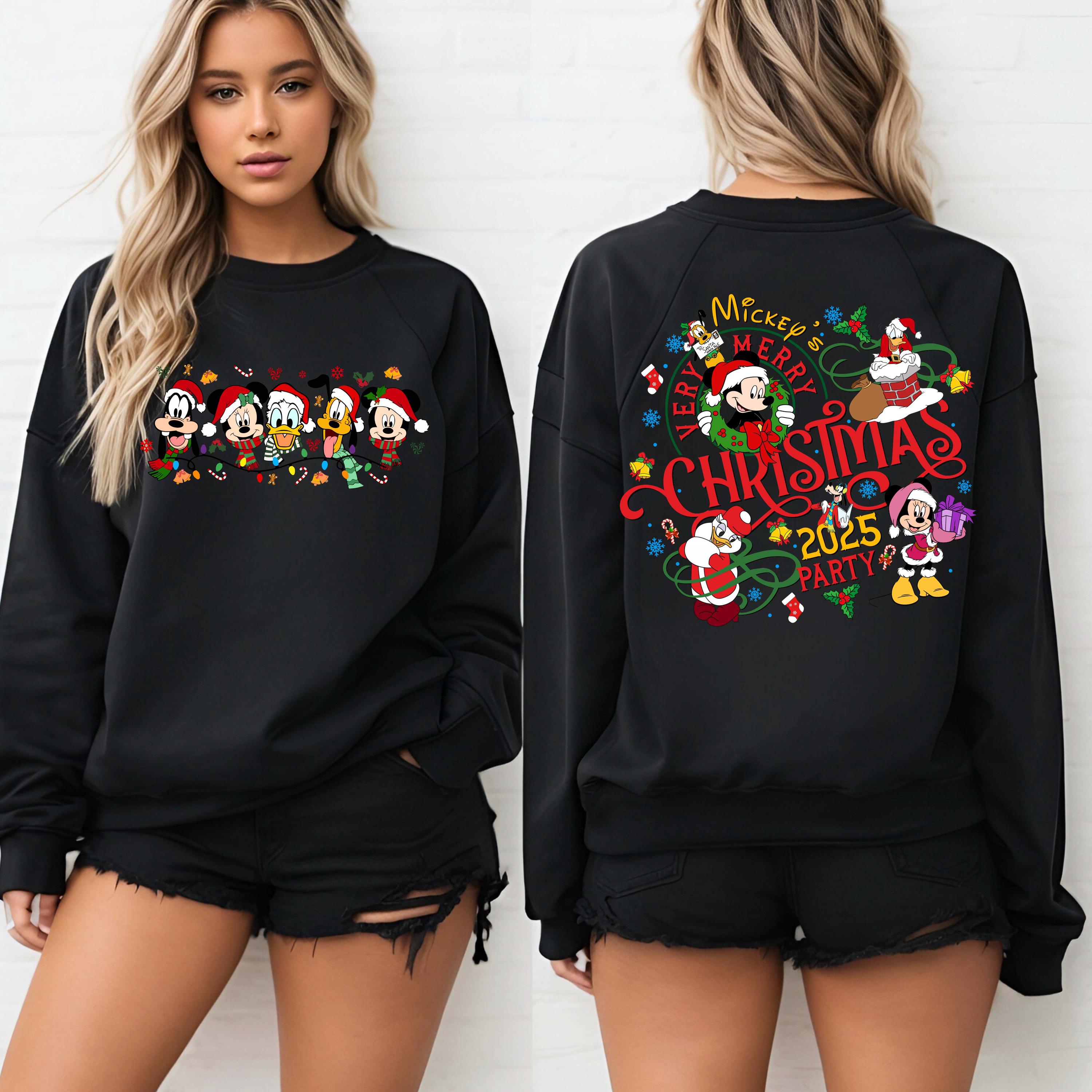 T-shirt Mickey Very Merry Christmas - Gildan, Coton, Unisexe, Rétro