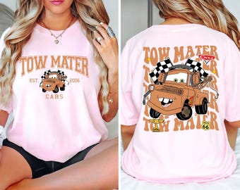 Chemise matériau de remorquage, chemise couleurs confort Cars Disney, t-shirt ressorts de radiateur, T-shirt coupe piston WDW Cars Land, chemise voyage Disney, t-shirt voitures