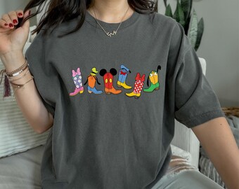 Disney Mickey And Friends Cowboy Cowgirl Boots Shirt, Disney Western Country Tee, Disneyland Trip Matching Shirts, Disneyland Family 2025