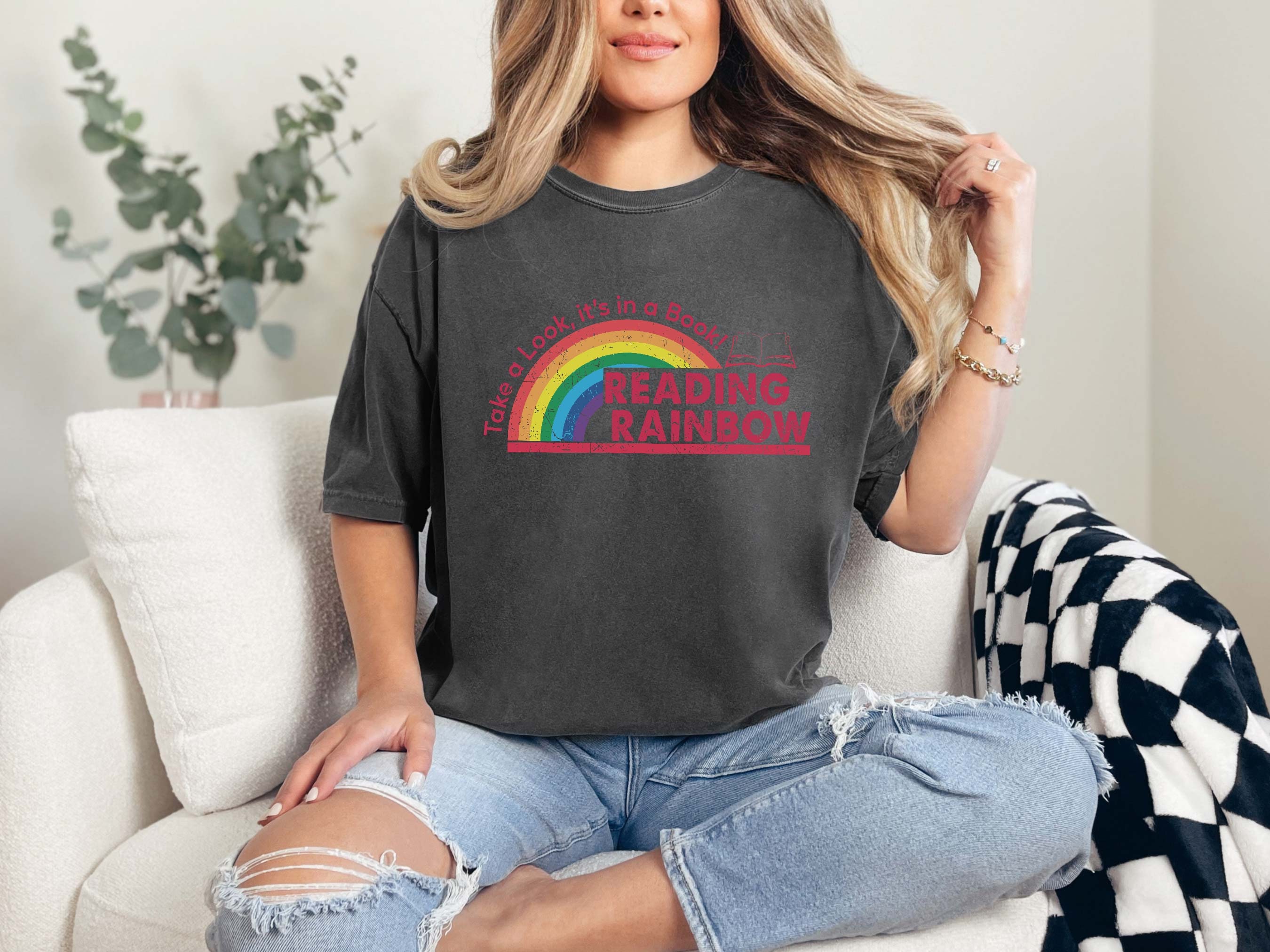 Comfort Colors Reading Rainbow Shirt, Retro Teacher Tee - Etsy