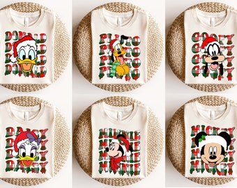 Chemise de Noël Disney, sweatshirt à carreaux rouge Mickey et ses amis