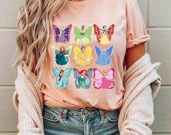 Cute Disney Princess Butterfly Shirt, Cinderella Ariel Belle Princess Squad Girl Trip T-shirt, Disneyland Girls Trip Matching, Birthday Girl
