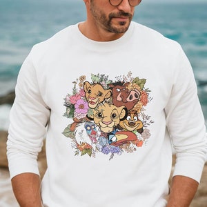 chemise vintage Disney Le roi lion, t-shirt floral Animal Kingdom, t-shirt Simba, chemise Timon, t-shirt Pumbaa, t-shirt voyage en famille Disney image 4
