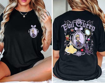 Watercolor Evil Queen Coquette Bow Shirt, Comfort Colors Evil Queen And Snow White Bow Mirror Shirt, Magic Kingdom Shirt, Disney Castle Tee