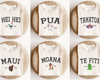 Comfort Colors® Disney Moana Characters Shirt, Hei Hei Put Maui Moana Te Fiti Tamatoa Est 2016 T-shirt, Disney Family Matching Shirt
