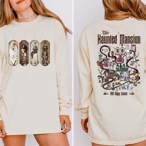 Chemise à manches longues Comfort Colors® La carte du manoir hanté, Disney Halloween, Chemise à manches longues rétro La carte du manoir hanté, Voyage Disney