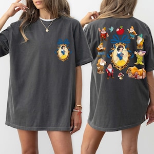 Vintage Snow White And Seven Dwarf Coquette Shirt, Comfort Colors® Princess Snow White Mirror Bow Shirt, Disney Castle Girls Trip T-shirt