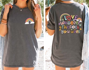 Comfort Colors Retro Frog Pride T-Shirt, Love Whoever