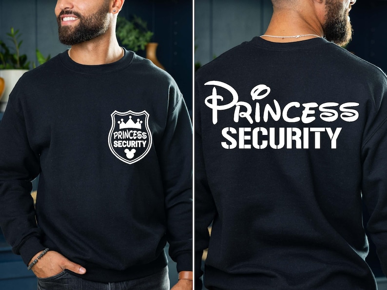 Princess Security Shirt – a funny and stylish Dad sweatshirt, perfect for Disney dads! Whether you're keeping the little ones safe at Disneyland or looking for a unique gift, this shirt is great for Father’s Day, birthdays, or as a gift for your boyfriend. Ideal for a Disneyland family trip, this shirt adds a fun touch to your Disney adventures while showing off your dad pride. Comfy, humorous, and perfect for making memories with your family!