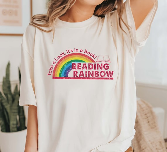 Comfort Colors Reading Rainbow Shirt, Retro Teacher Tee