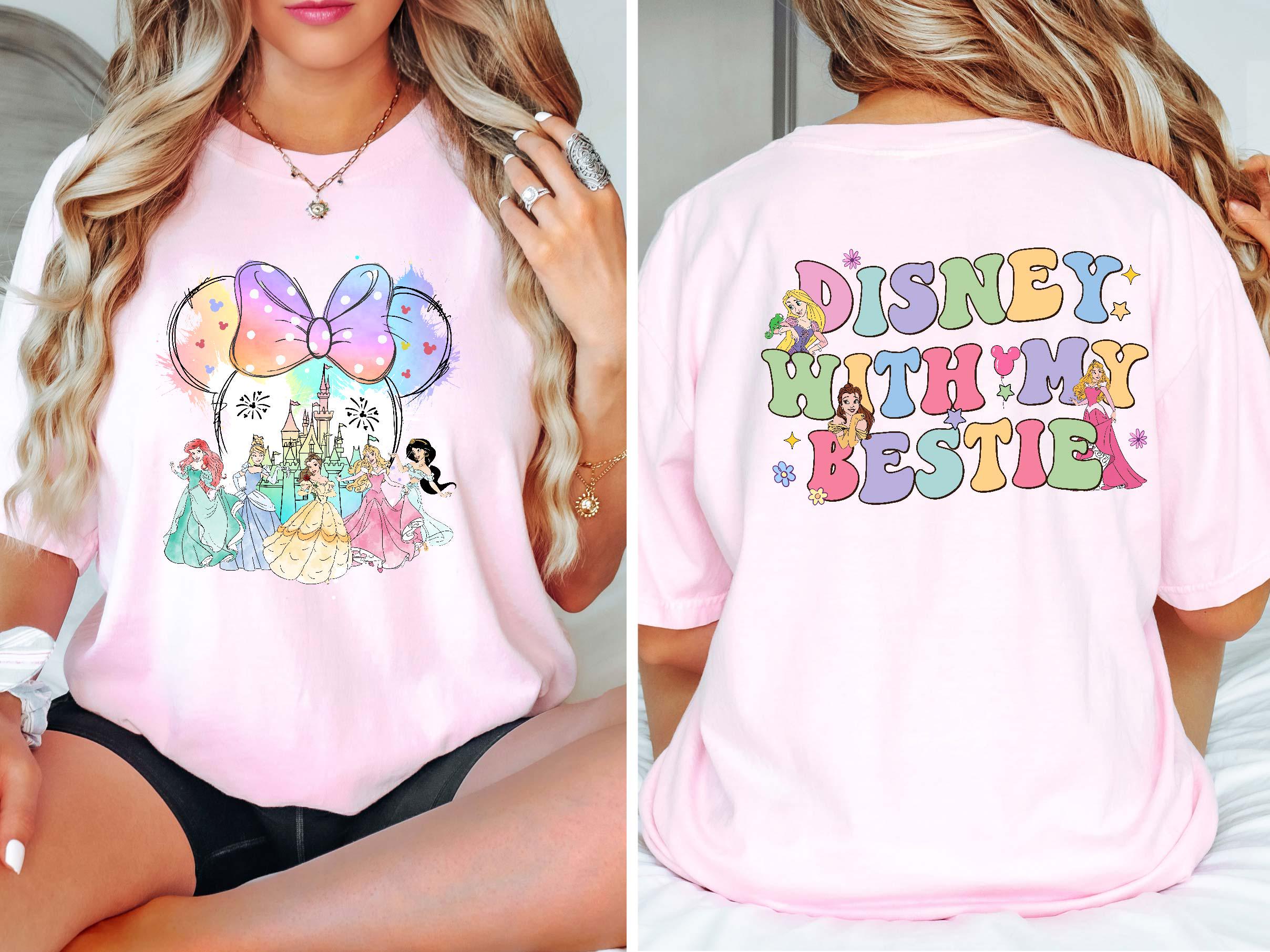 Disney With My Bestie Princess Shirt, Minnie Head Princess Comfort Colors Shirt, Disney World Girls Trip T-shirt, Magic Kingdom Shirt