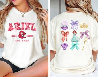 Little Mermaid Shirt, Two sided Princes Ariel Coquette Comfort Colors Shirt, Magic Kingdom Shirt, Disney Girls Trip Tee, Disneyland T-shirt