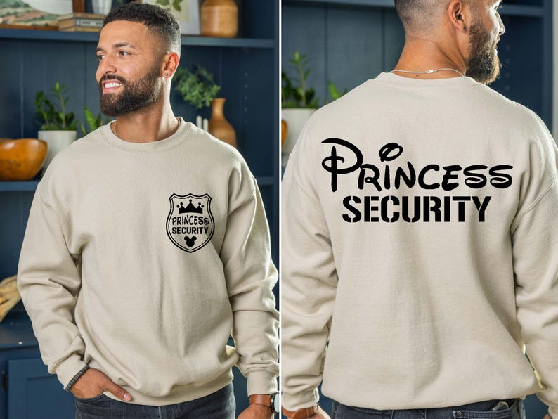 Princess Security Shirt – a funny and stylish Dad sweatshirt, perfect for Disney dads! Whether you're keeping the little ones safe at Disneyland or looking for a unique gift, this shirt is great for Father’s Day, birthdays, or as a gift for your boyfriend. Ideal for a Disneyland family trip, this shirt adds a fun touch to your Disney adventures while showing off your dad pride. Comfy, humorous, and perfect for making memories with your family!