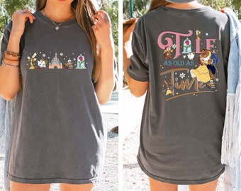 Vintage Disney Beauty and the Beast Belle Princess Comfort Colors 2-sided Shirt, Tale as old as time Disneyland Walt Disneyworld Trip Shirt