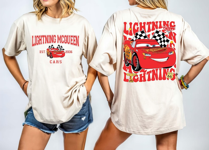 Disney Pixar Cars Shirt featuring Lightning McQueen in a vibrant design. This Comfort Colors® tee celebrates Radiator Springs and the iconic Piston Cup with a fun 'Cars Est. 2006' graphic. Perfect for Disney fans, whether you're visiting the parks or showing off your love for the Cars movie. Comfortable and stylish, this shirt is ideal for any Disney adventure, making it a great addition to your collection or a thoughtful gift for any Lightning McQueen fan