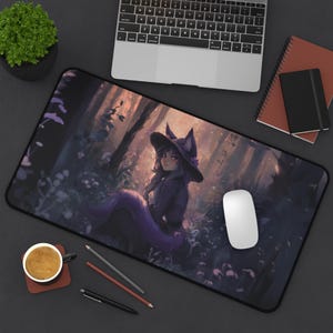 Nature Fox Witch Girl Desk Mat | Bloomburrow Animal Playmat | Furry Fursona Fox Girl | MTG Playmat