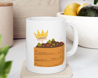 Compost Mug, Gardener Gift, Eco-Friendly Coffee Cup, Tea Lover Present, Sustainable Kitchen Decor, Composting Enthusiast 11oz