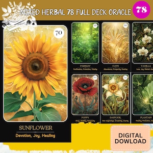 Baraja de oráculo de hierbas mixtas | Cartas de adivinación botánica