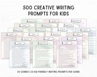 500 Creative Writing Prompts for Kids: 20 Genres (Digital Download)