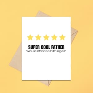 Cartão de felicitações Super Cool Father Card Review Cartão de presente para o pai Cartão de dia dos pais Cartão de dia dos pais do Kid Card Cool Dad Five Stars