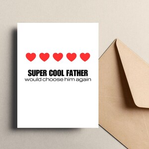 Cartão de felicitações Super Cool Father Card Review Cartão de presente para o pai Cartão de dia dos pais Cartão de dia dos pais do Kid Card Cool Dad Red Hearts