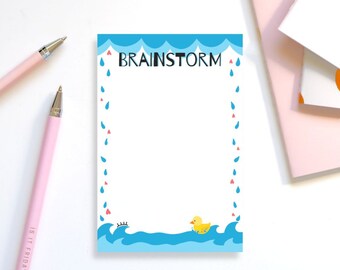 Brainstorm Notepad, Creative Note Pad, Unique Doodle Notepad, Yellow Rubber Duck, Cute Stationery, Fun Office Supplies, Gift for Writers