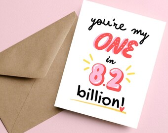 You're My One-kaart, grappige romantische wenskaart, schattige liefdeskaart voor Valentijnsdag, jubileum, vriend, vriendin, unieke kaart voor koppels