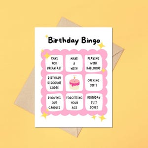 Tarjeta de felicitación de bingo de cumpleaños, divertida tarjeta de celebración de cumpleaños, regalo de cumpleaños para amantes del bingo, tarjeta de cumpleaños con temática de juego de fiesta, tarjeta de cumpleaños única