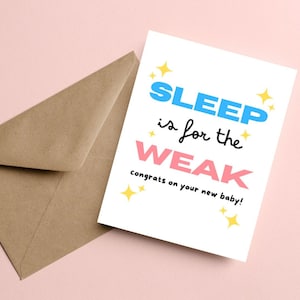 おもしろい新生児お祝いカード 1週間は眠る ベビーシャワーカード 新米親ユーモア 新生児ギフトカード 赤ちゃん誕生おめでとう