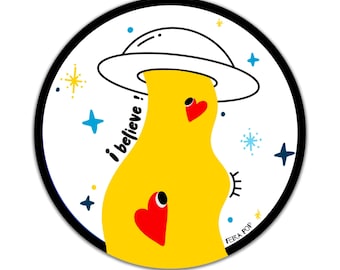 UFO Entführung Vinyl Aufkleber: I Believe, Cute Alien Art
